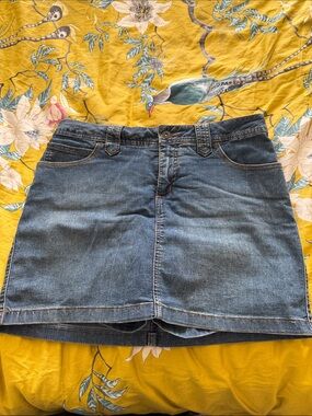 Classic Blue Stretch Denim Mini Skort